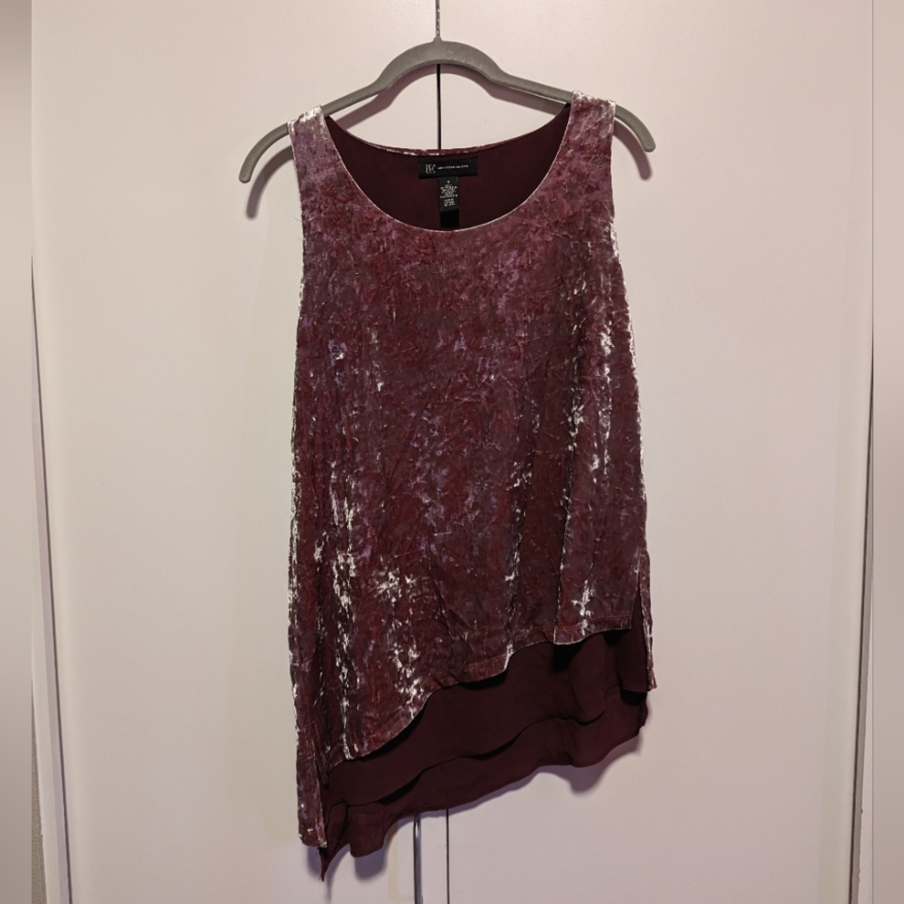 pink velvet layered tank